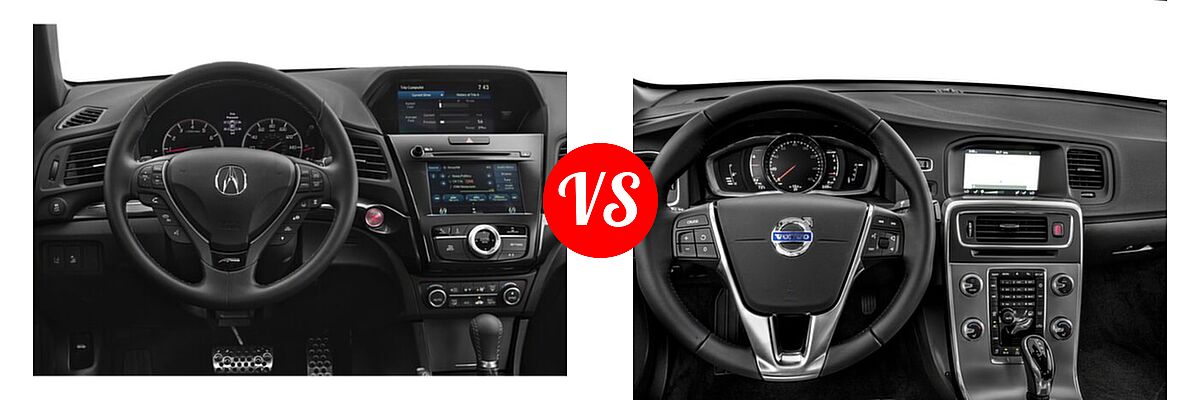 2020 Acura ILX Sedan w/Premium/A-Spec Pkg / w/Technology/A-Spec Pkg vs. 2018 Volvo S60 Sedan Dynamic - Dashboard Comparison