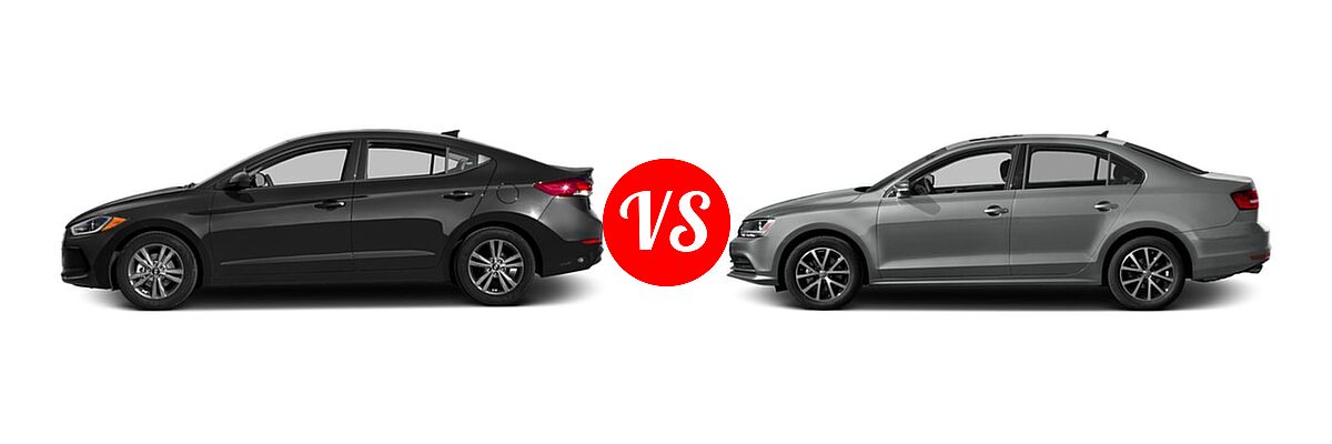 2017 Hyundai Elantra Sedan SE / Value Edition vs. 2017 Volkswagen Jetta Sedan 1.4T S / 1.4T SE / 1.8T SEL / 1.8T SEL Premium / 1.8T Sport - Side Comparison