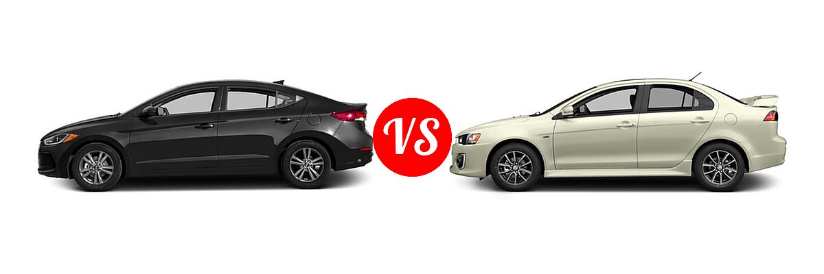 2017 Hyundai Elantra Sedan SE / Value Edition vs. 2017 Mitsubishi Lancer Sedan ES / LE / SE / SEL - Side Comparison