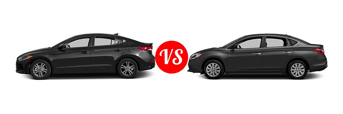 2017 Hyundai Elantra Sedan SE / Value Edition vs. 2017 Nissan Sentra Sedan S / SV - Side Comparison