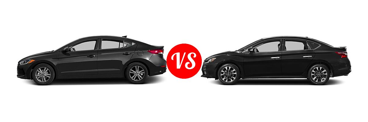 2017 Hyundai Elantra Sedan SE / Value Edition vs. 2017 Nissan Sentra Sedan SR Turbo - Side Comparison