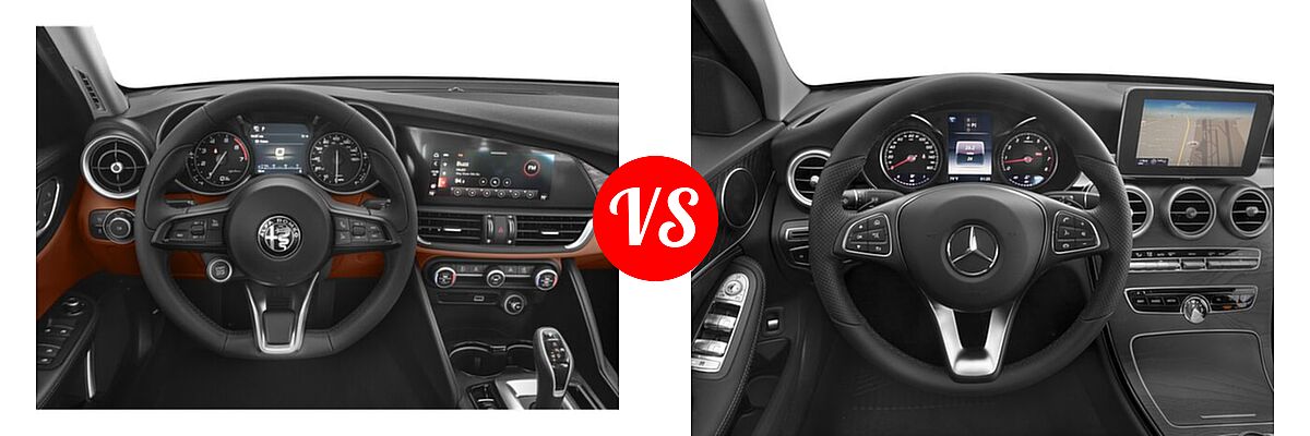 2020 Alfa Romeo Giulia Sedan AWD / RWD / Sport / Ti / Ti Lusso / Ti Sport / Ti Sport Carbon vs. 2018 Mercedes-Benz C-Class Sedan C 300 - Dashboard Comparison