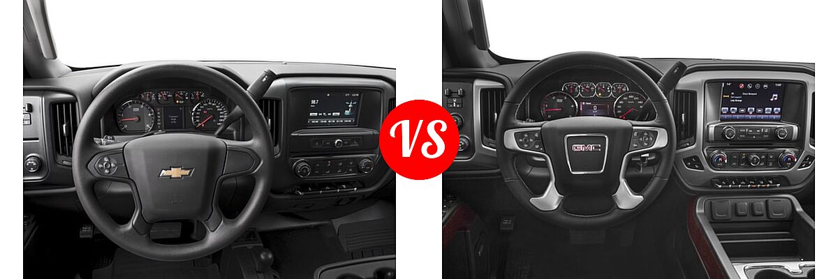 2018 Chevrolet Silverado 2500HD Pickup Work Truck vs. 2018 GMC Sierra 2500HD Pickup SLT - Dashboard Comparison
