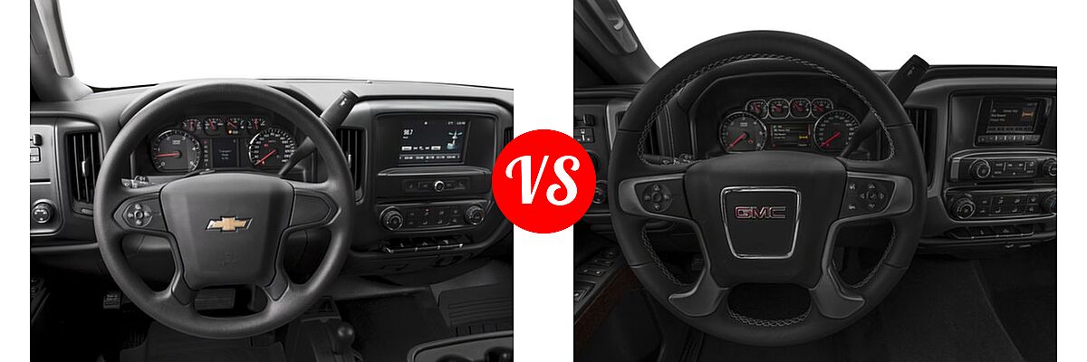 2018 Chevrolet Silverado 2500HD Pickup Work Truck vs. 2018 GMC Sierra 2500HD Pickup SLE - Dashboard Comparison