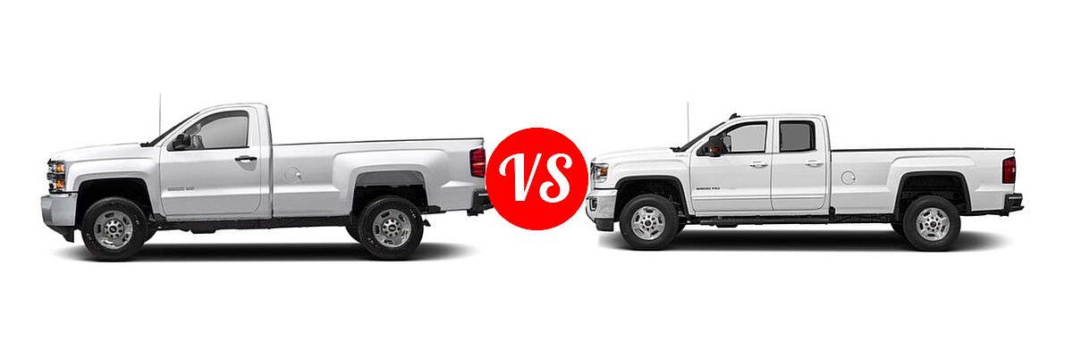 2018 Chevrolet Silverado 2500HD Pickup LT / Work Truck vs. 2018 GMC Sierra 2500HD Pickup SLE / SLT - Side Comparison