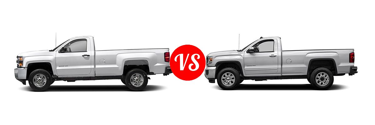 2018 Chevrolet Silverado 2500HD Pickup LT / Work Truck vs. 2018 GMC Sierra 2500HD Pickup SLE - Side Comparison