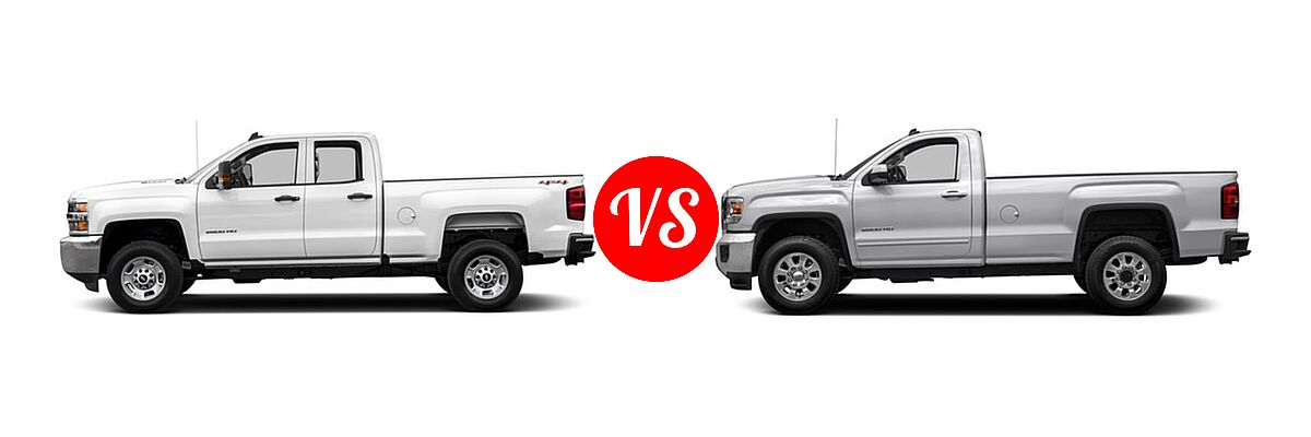 2018 Chevrolet Silverado 2500HD Pickup Work Truck vs. 2018 GMC Sierra 2500HD Pickup SLE - Side Comparison