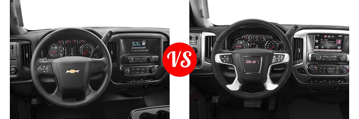 2018 Chevrolet Silverado 2500HD Pickup Work Truck vs. 2018 GMC Sierra 2500HD Pickup SLE - Dashboard Comparison