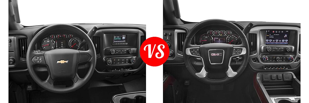 2018 Chevrolet Silverado 2500HD Pickup Work Truck vs. 2018 GMC Sierra 2500HD Pickup SLT - Dashboard Comparison