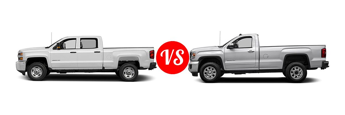 2018 Chevrolet Silverado 2500HD Pickup Work Truck vs. 2018 GMC Sierra 2500HD Pickup SLE - Side Comparison