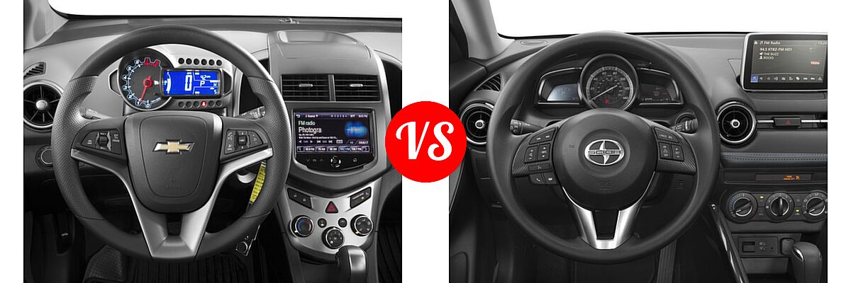 2016 Chevrolet Sonic Sedan LS / LT / LTZ vs. 2016 Scion iA Sedan 4dr Sdn Auto (Natl) - Dashboard Comparison