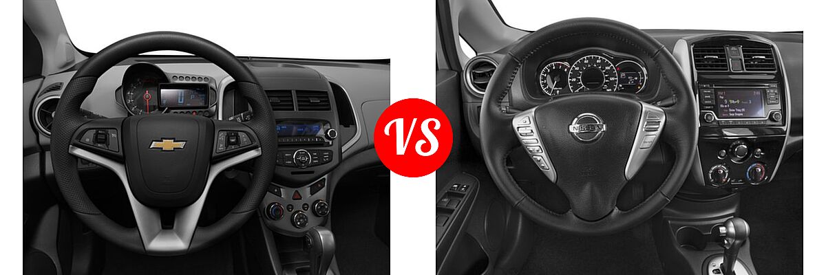 2016 Chevrolet Sonic Hatchback LS / LT / LTZ vs. 2016 Nissan Versa Note Hatchback S / S Plus / SV - Dashboard Comparison
