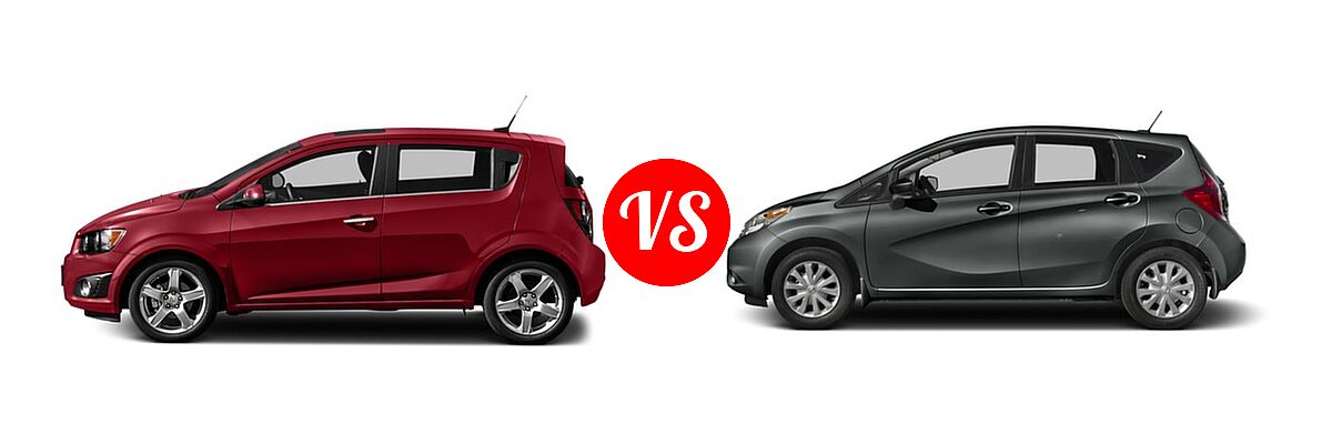 2016 Chevrolet Sonic Hatchback LS / LT / LTZ vs. 2016 Nissan Versa Note Hatchback S / S Plus / SV - Side Comparison