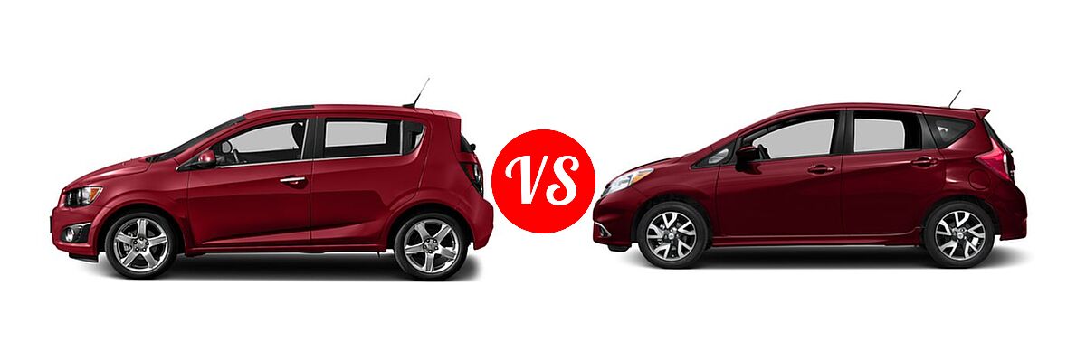 2016 Chevrolet Sonic Hatchback LS / LT / LTZ vs. 2016 Nissan Versa Note Hatchback SR - Side Comparison
