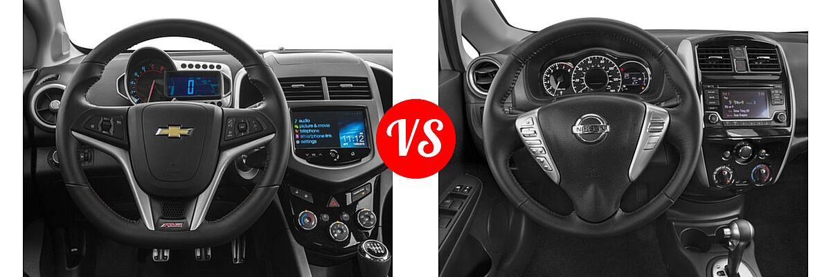2016 Chevrolet Sonic Hatchback RS vs. 2016 Nissan Versa Note Hatchback S / S Plus / SV - Dashboard Comparison