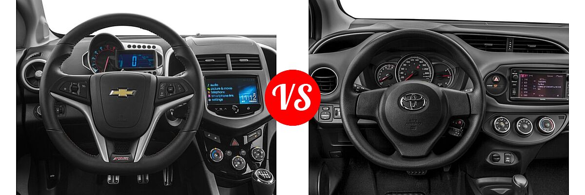 2016 Chevrolet Sonic Hatchback RS vs. 2016 Toyota Yaris Hatchback L / LE - Dashboard Comparison