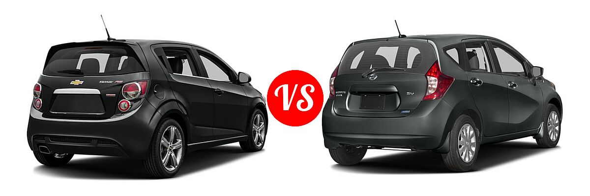 2016 Chevrolet Sonic Hatchback RS vs. 2016 Nissan Versa Note Hatchback S / S Plus / SV - Rear Right Comparison