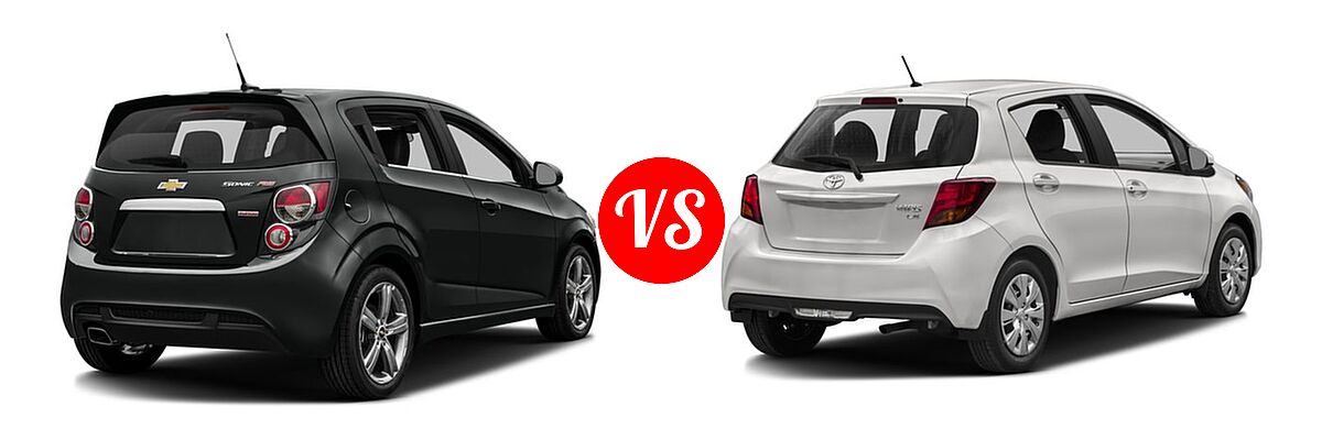 2016 Chevrolet Sonic Hatchback RS vs. 2016 Toyota Yaris Hatchback L / LE - Rear Right Comparison