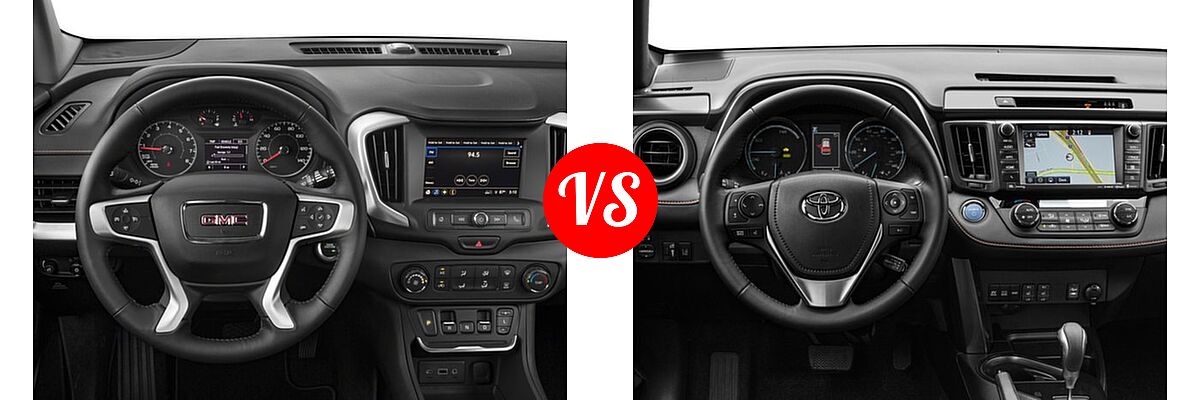 2018 GMC Terrain SUV Diesel SLE vs. 2018 Toyota RAV4 Hybrid SUV Hybrid SE - Dashboard Comparison