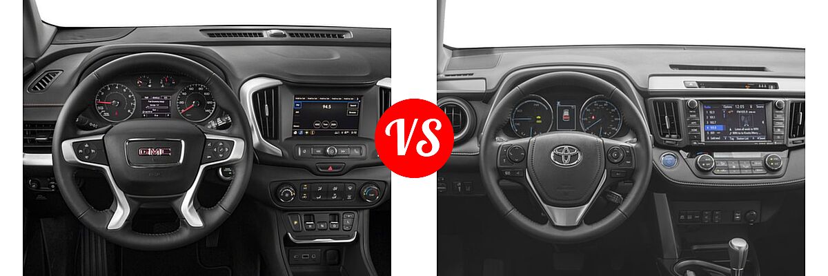 2018 GMC Terrain SUV Diesel SLE vs. 2018 Toyota RAV4 Hybrid SUV Hybrid Limited - Dashboard Comparison