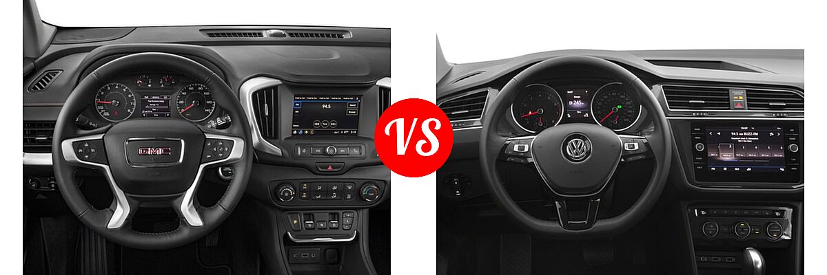 2018 GMC Terrain SUV Diesel SLE vs. 2018 Volkswagen Tiguan SUV S / SE / SEL / SEL Premium - Dashboard Comparison