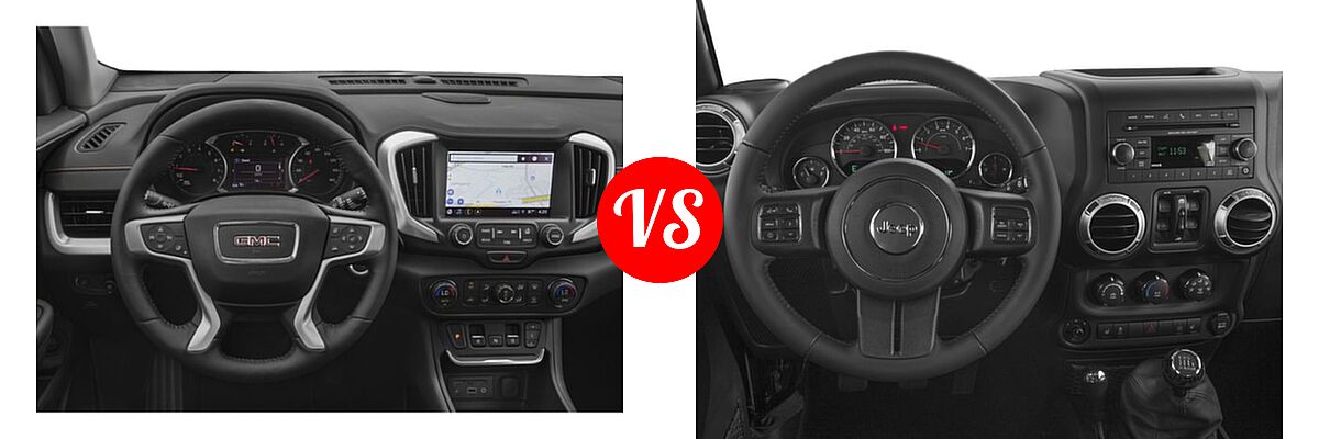 2018 GMC Terrain SUV SLT vs. 2018 Jeep Wrangler JK SUV Altitude / Sahara - Dashboard Comparison