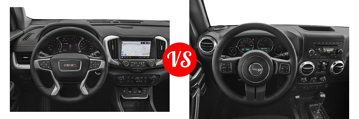 2018 GMC Terrain SUV SLT vs. 2018 Jeep Wrangler JK SUV Rubicon / Rubicon Recon - Dashboard Comparison
