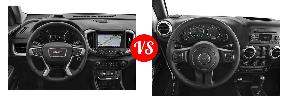 2018 GMC Terrain SUV Denali vs. 2018 Jeep Wrangler JK SUV Rubicon / Rubicon Recon - Dashboard Comparison