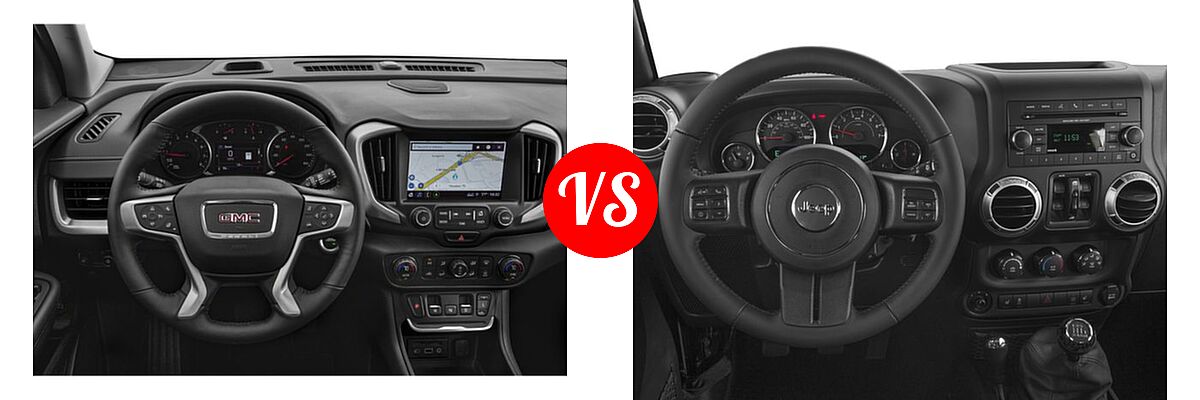 2018 GMC Terrain SUV Denali vs. 2018 Jeep Wrangler JK SUV Altitude / Sahara - Dashboard Comparison