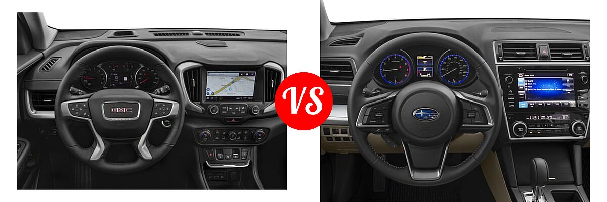 2018 GMC Terrain SUV Denali vs. 2018 Subaru Outback SUV Limited / Premium / Touring - Dashboard Comparison