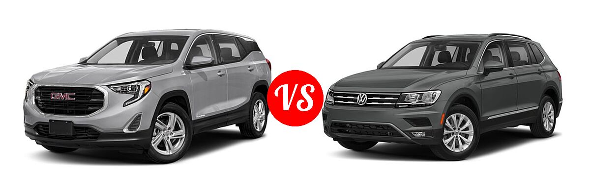 2018 GMC Terrain SUV Diesel SLE vs. 2018 Volkswagen Tiguan SUV S / SE / SEL / SEL Premium - Front Left Comparison