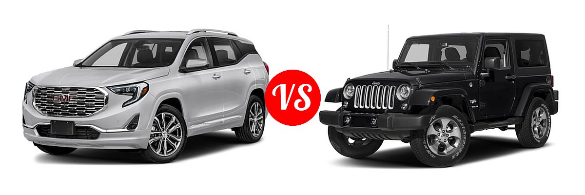 2018 GMC Terrain SUV Denali vs. 2018 Jeep Wrangler JK SUV Altitude / Sahara - Front Left Comparison