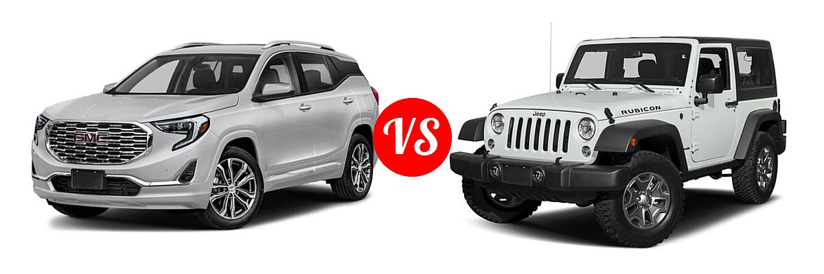 2018 GMC Terrain SUV Denali vs. 2018 Jeep Wrangler JK SUV Rubicon / Rubicon Recon - Front Left Comparison