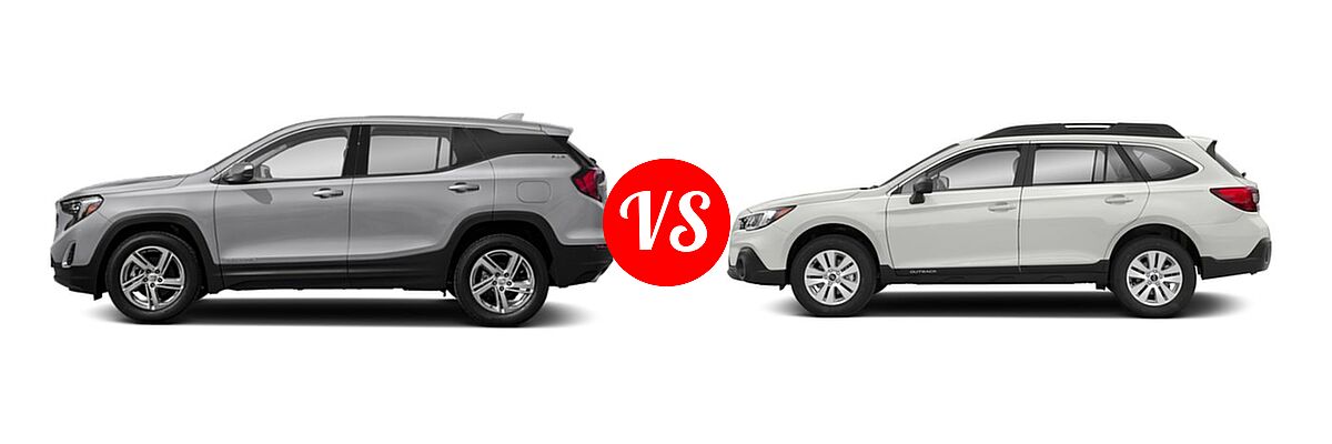 2018 GMC Terrain SUV SL / SLE vs. 2018 Subaru Outback SUV 2.5i - Side Comparison