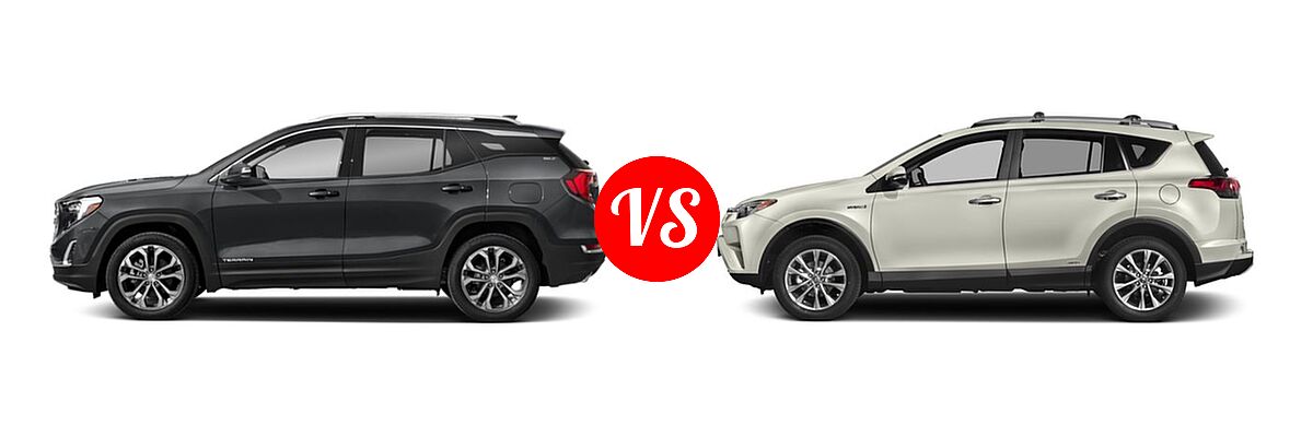 2018 GMC Terrain SUV Diesel SLT vs. 2018 Toyota RAV4 Hybrid SUV Hybrid Limited - Side Comparison
