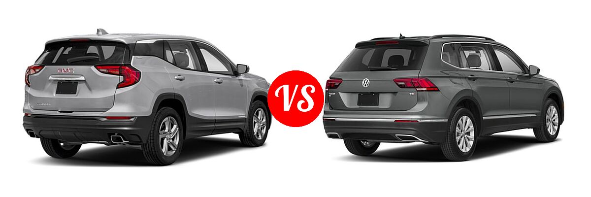 2018 GMC Terrain SUV Diesel SLE vs. 2018 Volkswagen Tiguan SUV S / SE / SEL / SEL Premium - Rear Right Comparison