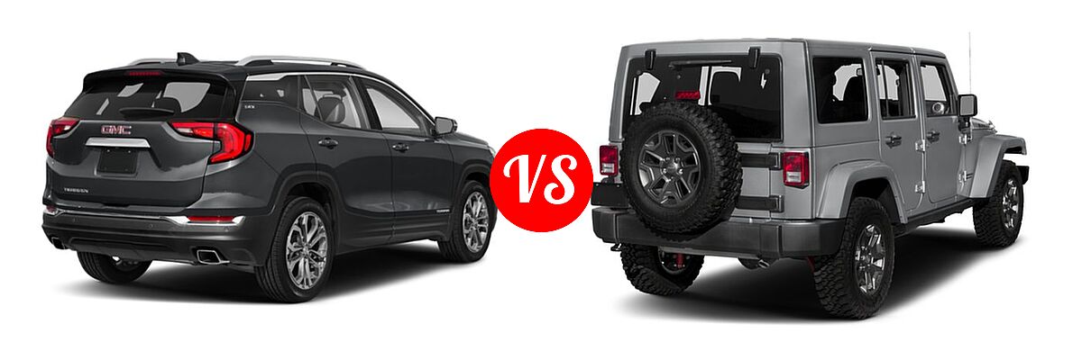 2018 GMC Terrain SUV SLT vs. 2018 Jeep Wrangler JK SUV Rubicon / Rubicon Recon - Rear Right Comparison