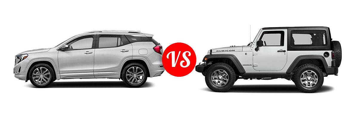 2018 GMC Terrain SUV Denali vs. 2018 Jeep Wrangler JK SUV Rubicon / Rubicon Recon - Side Comparison