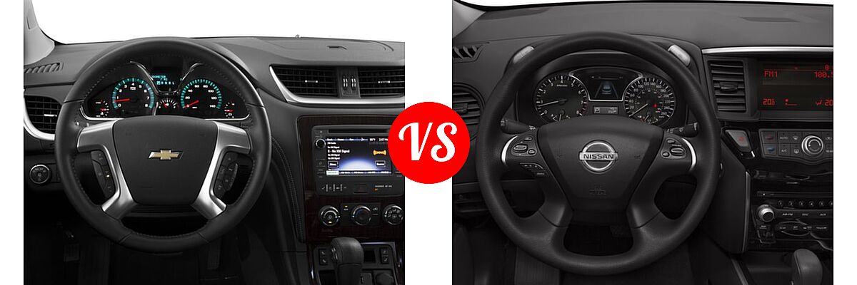 2016 Chevrolet Traverse SUV LT vs. 2016 Nissan Pathfinder SUV S / SV - Dashboard Comparison