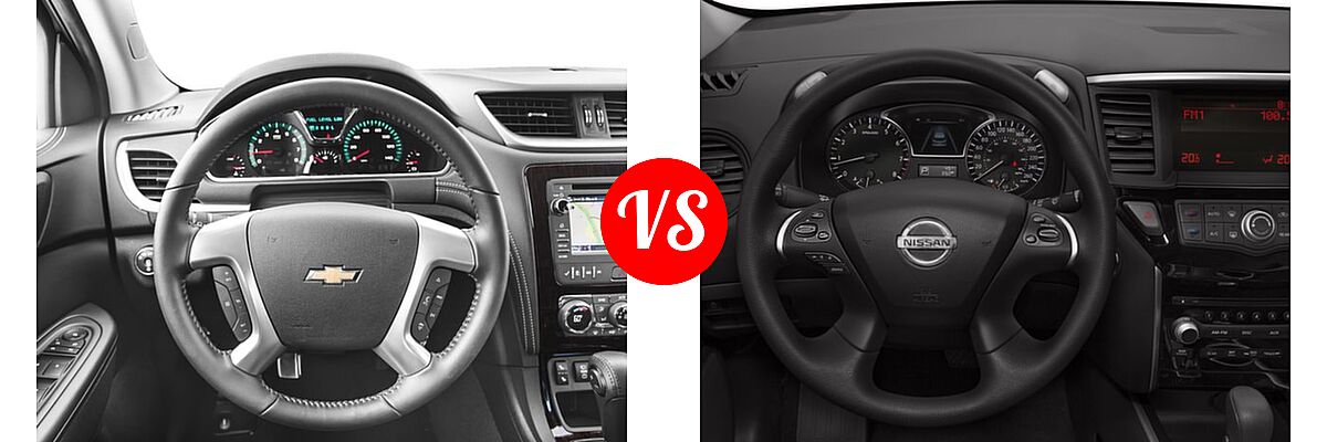 2016 Chevrolet Traverse SUV LT vs. 2016 Nissan Pathfinder SUV S / SV - Dashboard Comparison