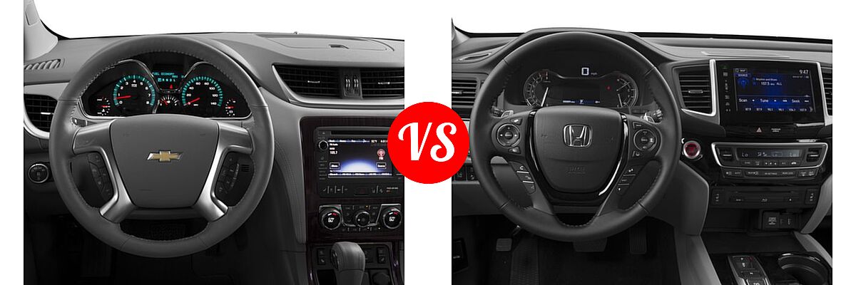 2016 Chevrolet Traverse SUV LTZ vs. 2016 Honda Pilot SUV Touring - Dashboard Comparison