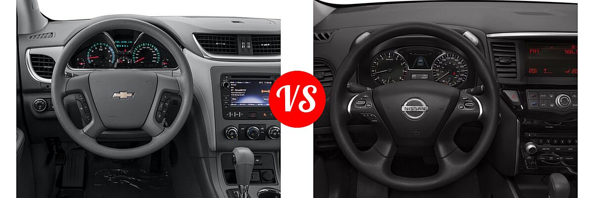 2016 Chevrolet Traverse SUV LS vs. 2016 Nissan Pathfinder SUV S / SV - Dashboard Comparison