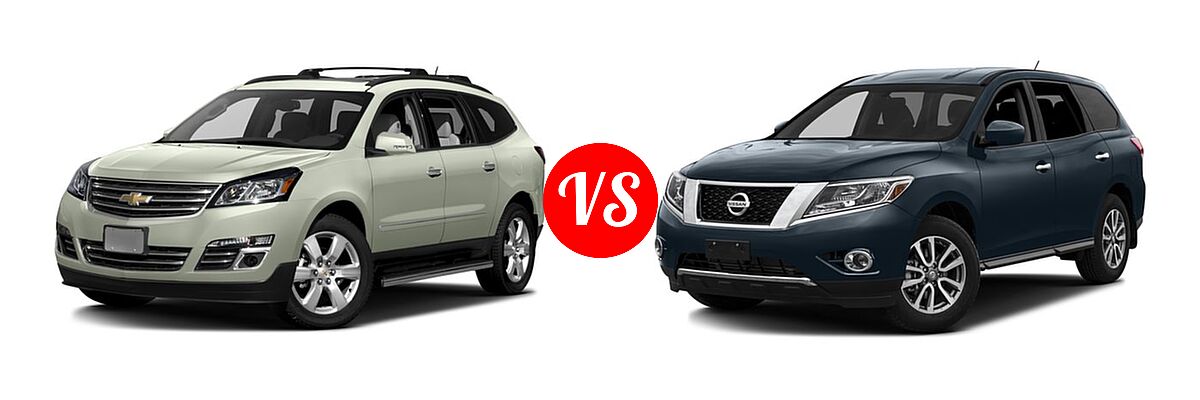 2016 Chevrolet Traverse SUV LTZ vs. 2016 Nissan Pathfinder SUV S / SV - Front Left Comparison