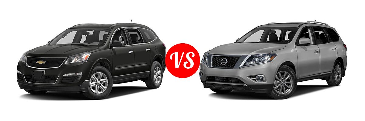 2016 Chevrolet Traverse SUV LS vs. 2016 Nissan Pathfinder SUV Platinum / SL - Front Left Comparison
