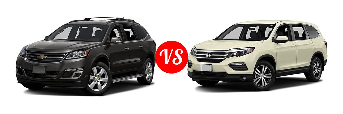 2016 Chevrolet Traverse SUV LT vs. 2016 Honda Pilot SUV EX - Front Left Comparison