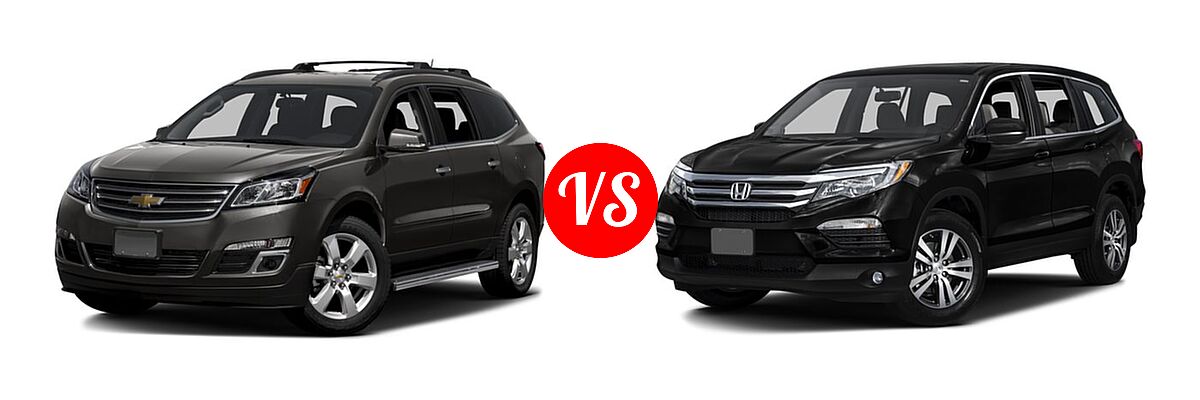2016 Chevrolet Traverse SUV LT vs. 2016 Honda Pilot SUV EX-L - Front Left Comparison