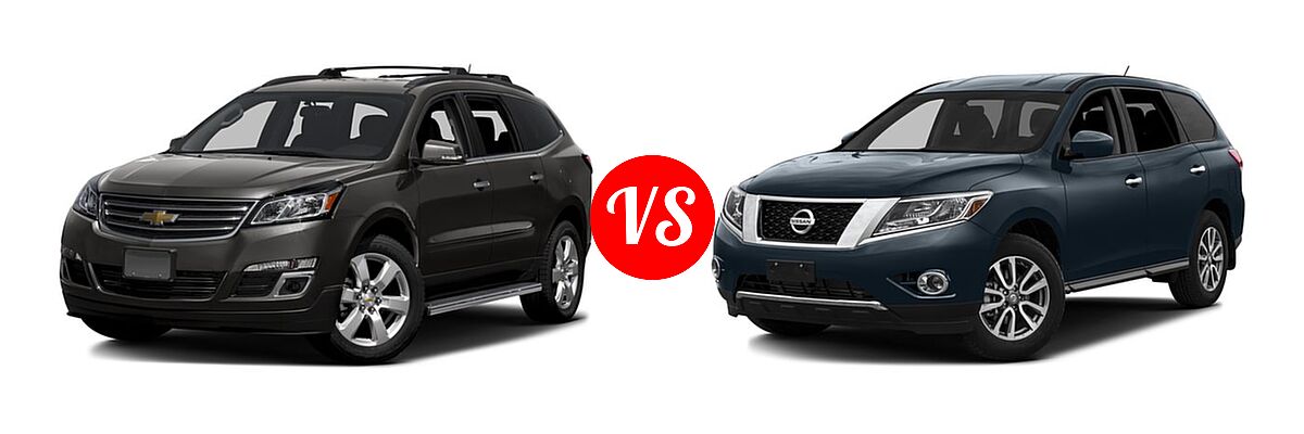 2016 Chevrolet Traverse SUV LT vs. 2016 Nissan Pathfinder SUV S / SV - Front Left Comparison