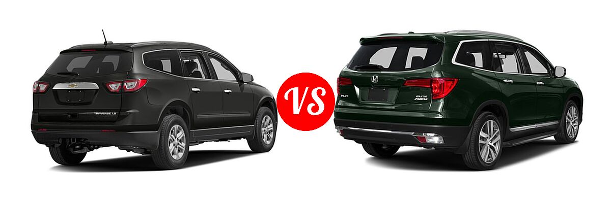 2016 Chevrolet Traverse SUV LS vs. 2016 Honda Pilot SUV Elite - Rear Right Comparison