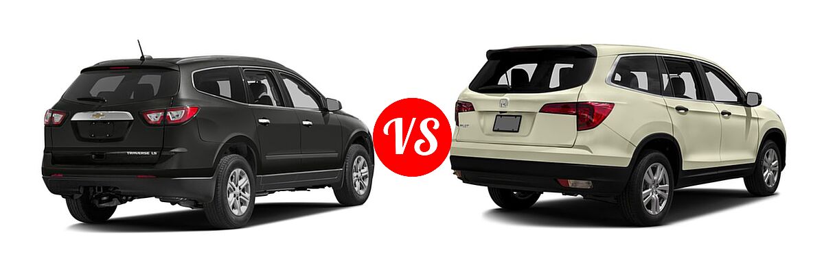 2016 Chevrolet Traverse SUV LS vs. 2016 Honda Pilot SUV LX - Rear Right Comparison