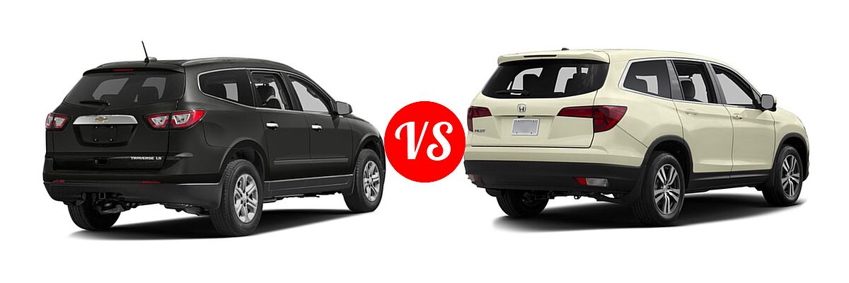 2016 Chevrolet Traverse SUV LS vs. 2016 Honda Pilot SUV EX - Rear Right Comparison